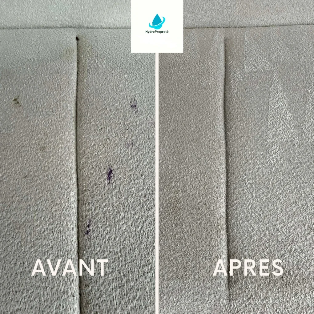 Canapé avant et après nettoyage Hydropropreté