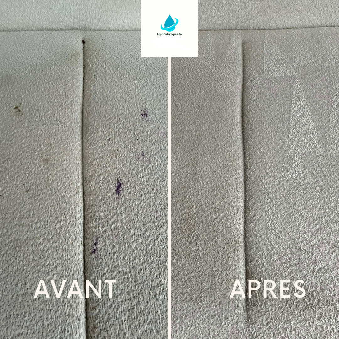 Avant après nettoyage canapé tache encre HydroProprete