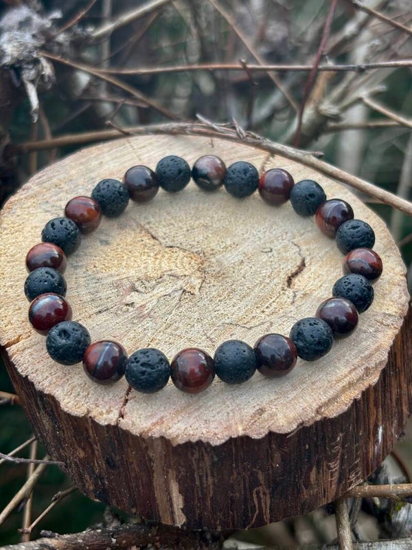 Pierre de Lave noire A (8mm) et Oeil de Taureau A (8mm)