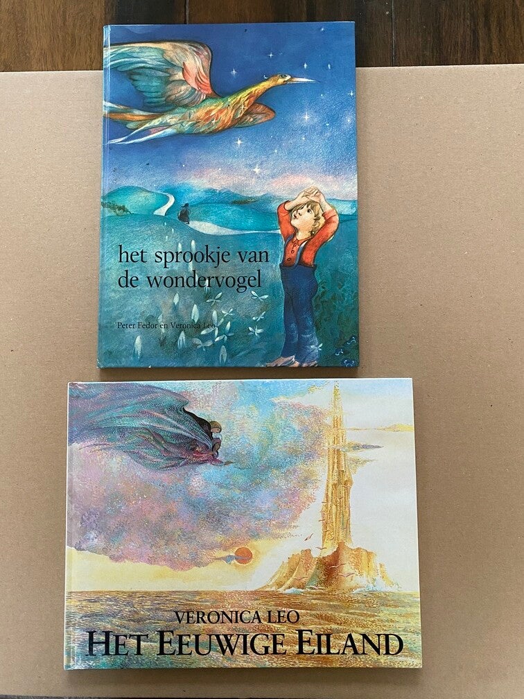 2 Kinderboeken - kleurrijk - dromerige tekeningen Veronica Leo