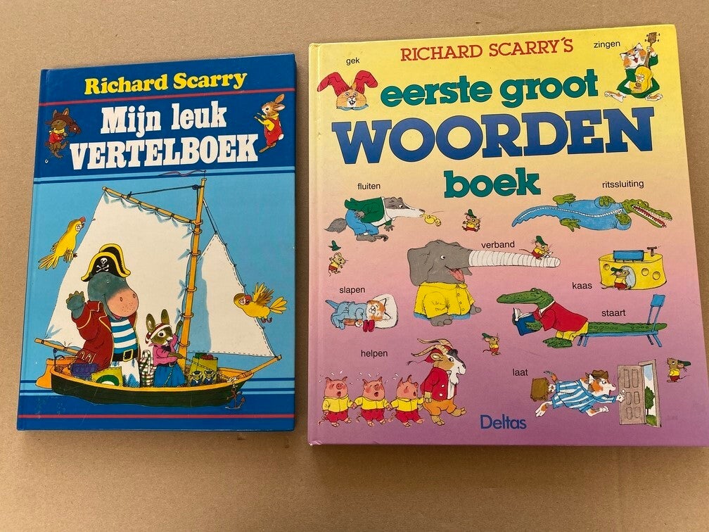 2 Prentenboeken Richard Scarry - Vertelboek / Woordenboek