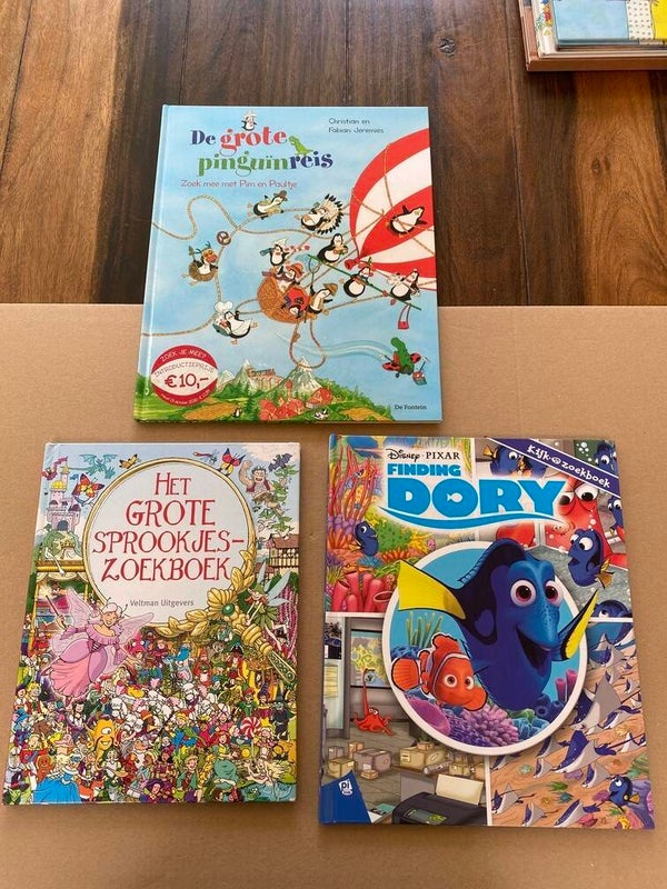 3 Grote Kijk en Zoekboeken - Dory - Sprookjes - Pinguins
