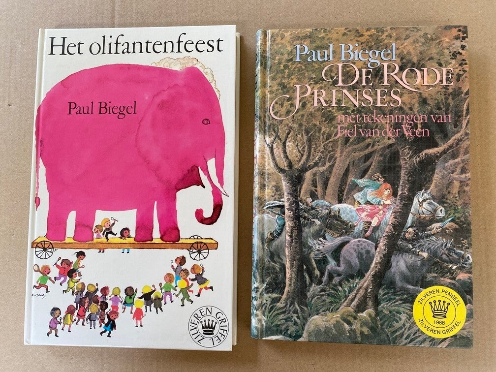 2X Hardcover Paul Biegel - Olifantenfeest / De Rode Prinses