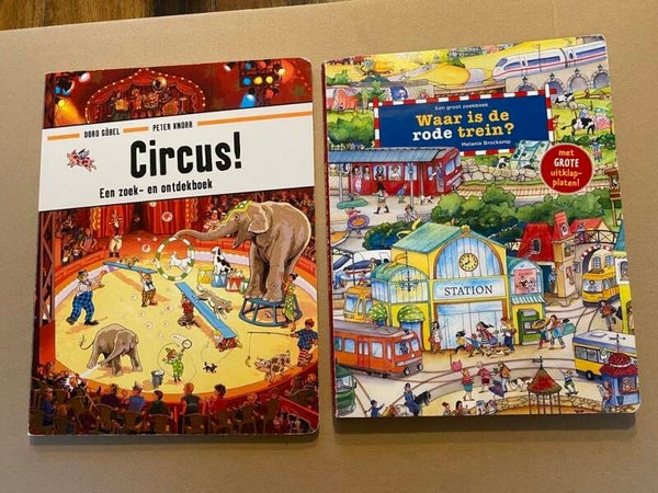 2 Prachtige Zoekboeken - De Rode Trein / Circus - groot formaat