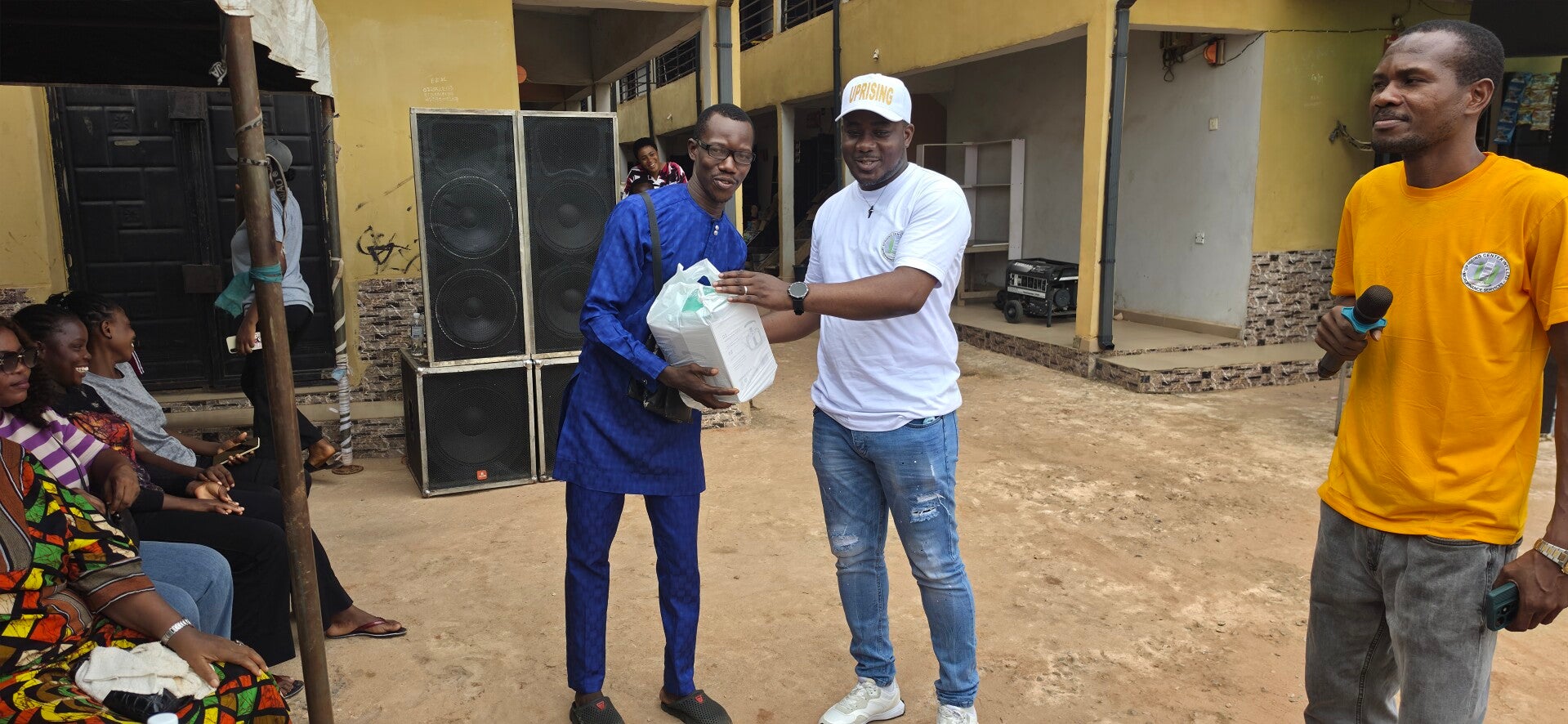 A dedicated client recieving a prize
