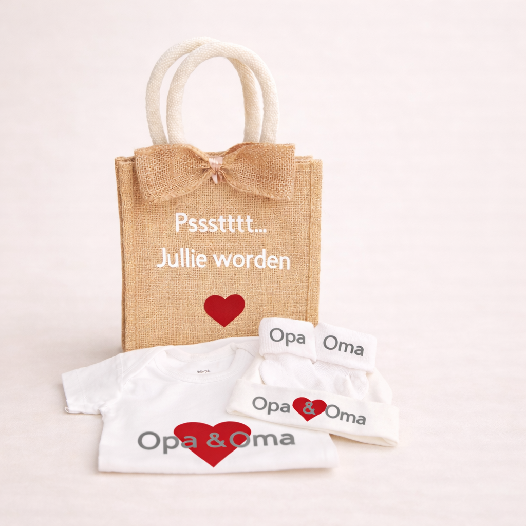 Zwangerschap aankondiging opa en oma cadeau Tasje