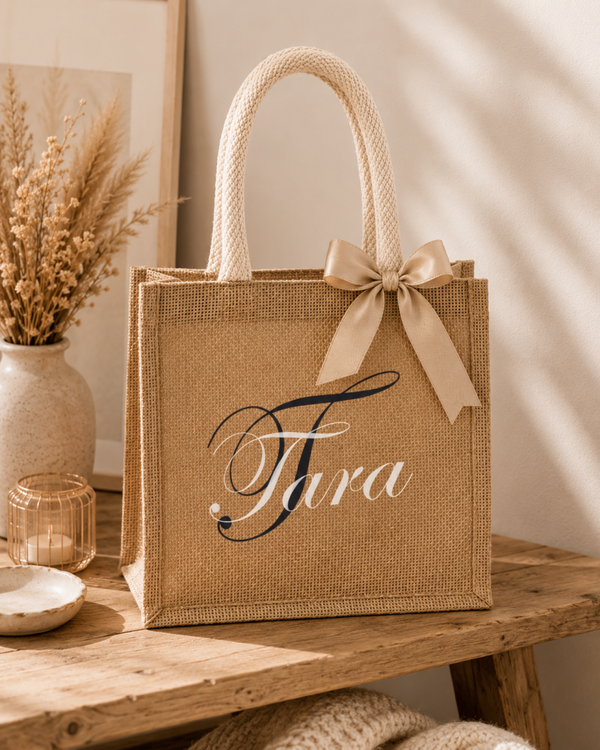 Jute Tasje met Naam – Persoonlijk en Uniek Cadeau