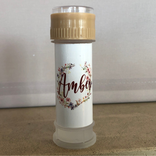 Bellenblaas met naam en bloemencirkel  - 6 stuks