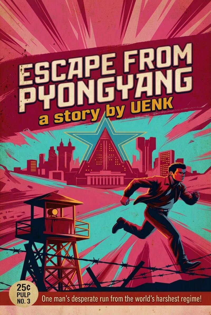 escape from Pyongyang, Retro pulp art, Custom comic cover, UENK PulpWorks