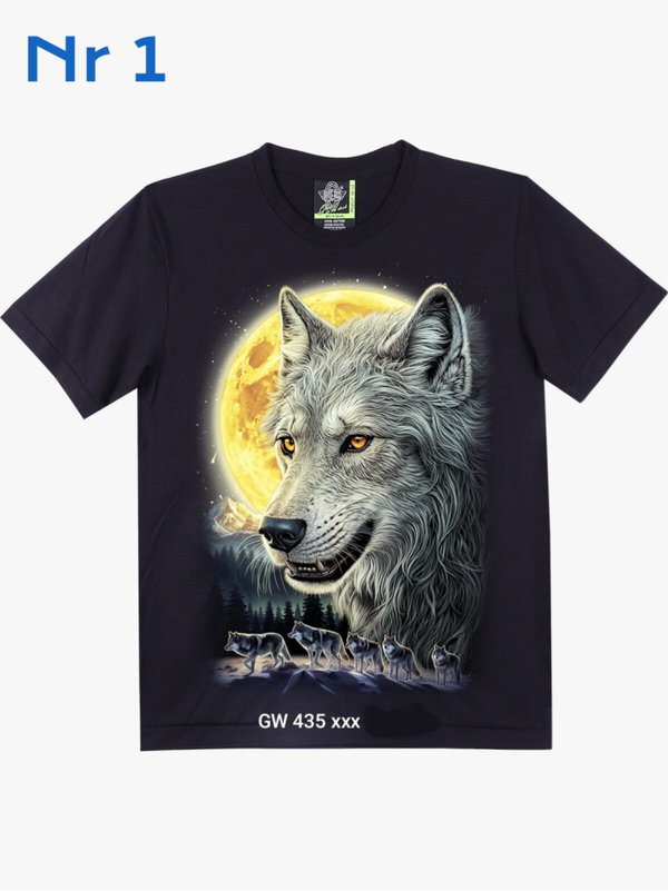 T-Shirt Ulvemotiv m/ måne