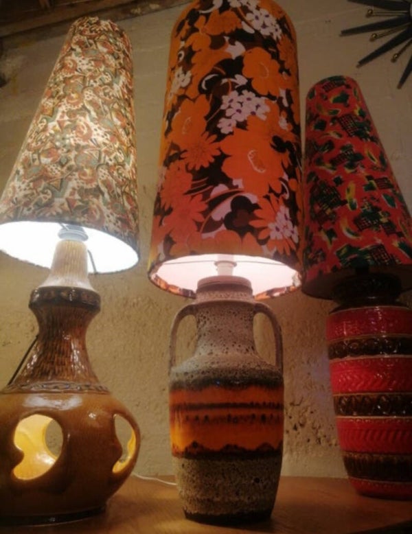 Large West German Vintage Pottery Lamp