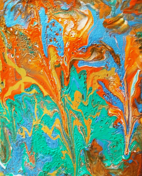 "Attack from Above" 6 x 8 Abstract Painting on Stretched Canvas