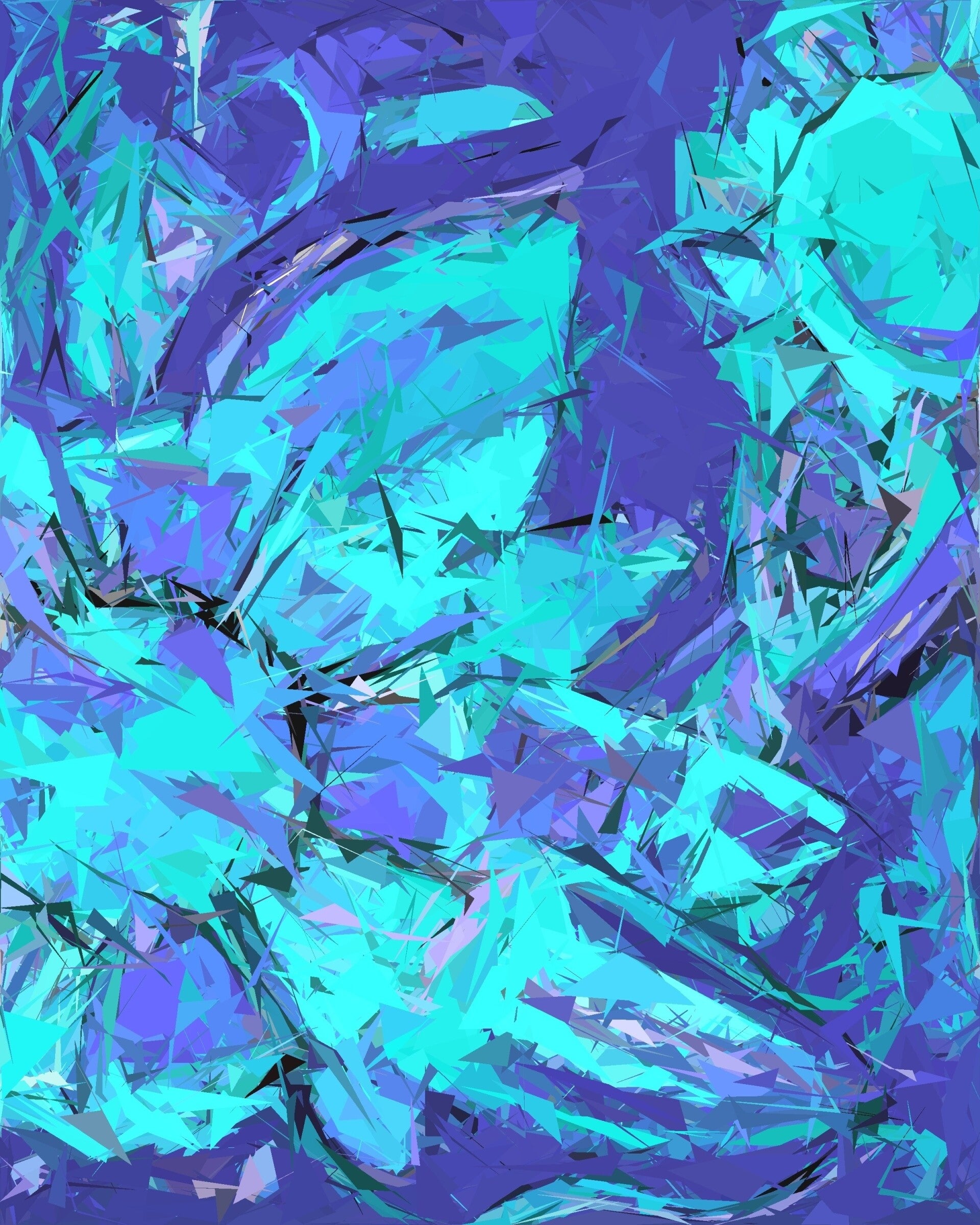 "Big Blue Flower"" Whimsical Design Print in 8 x 10 White Beveled Mat