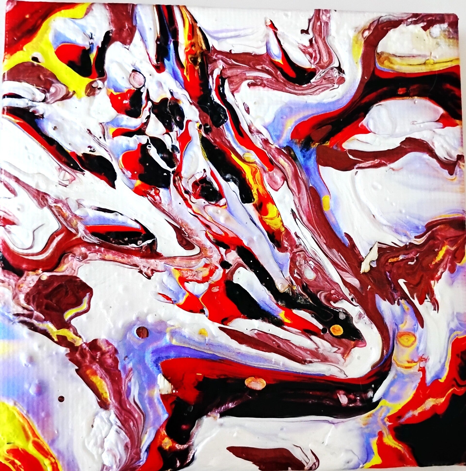 "Bull's Head" Mini Abstract Painting on 3 x 3 on Stretched Canvas with Small Easel