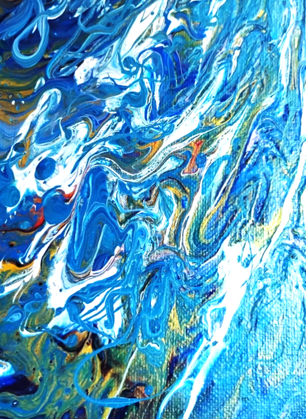 "Cloud Monsters" Mini Abstract Painting on 5 x 7 Canvas Panel with Small Easel