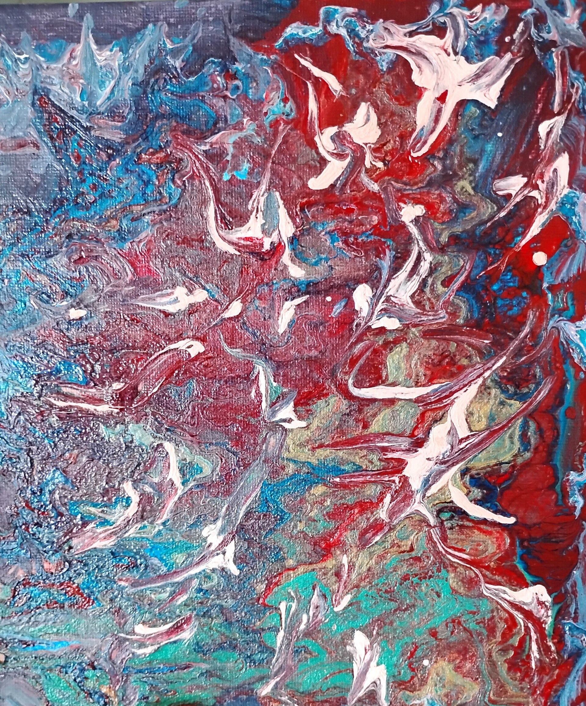 "Fireflies" Abstract Painting on 8 x 10 Canvas Panel