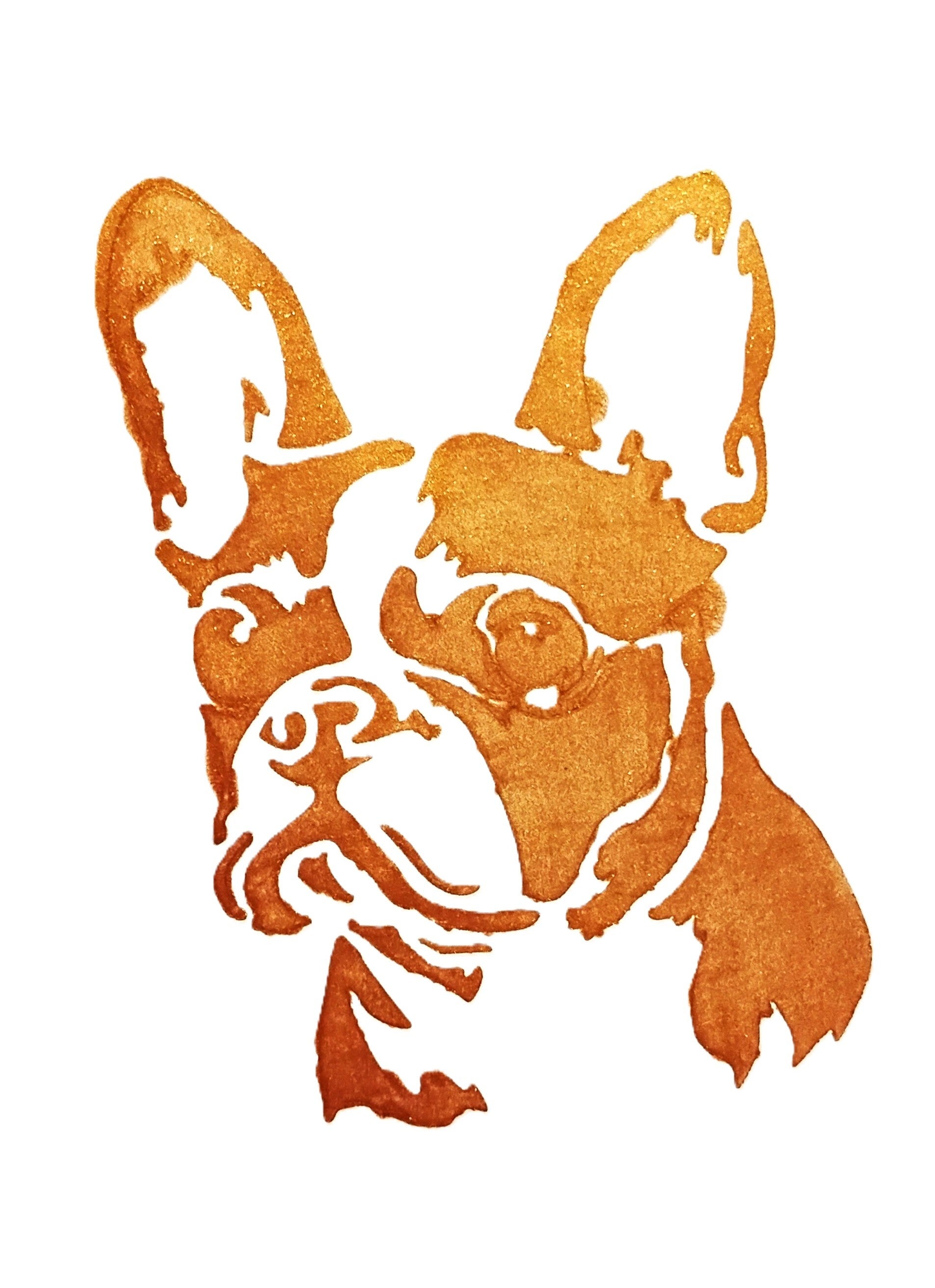 "French Bulldog" Canine Gold Leaf Acrylic Painting in 11 x 14 White Mat