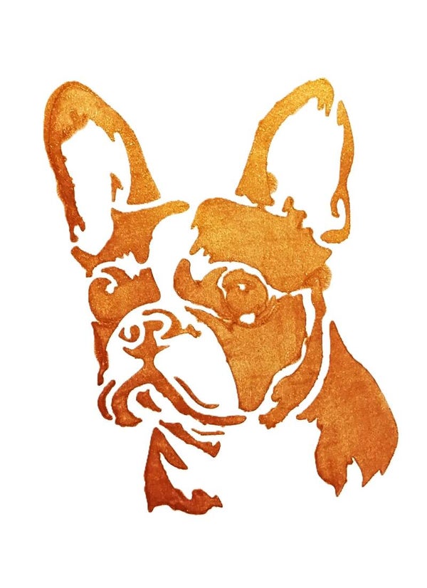 "French Bulldog" Canine Gold Leaf Acrylic Painting in 11 x 14 White Mat