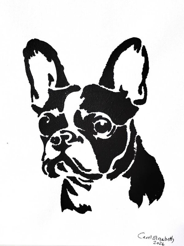 "French Bulldog" Canine Acrylic Painting in 11 x 14 White Mat