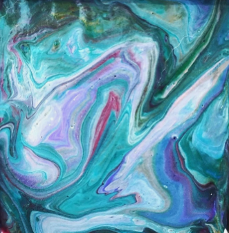 "Frog"" Abstract Print in an 8 x 10 White Beveled Mat