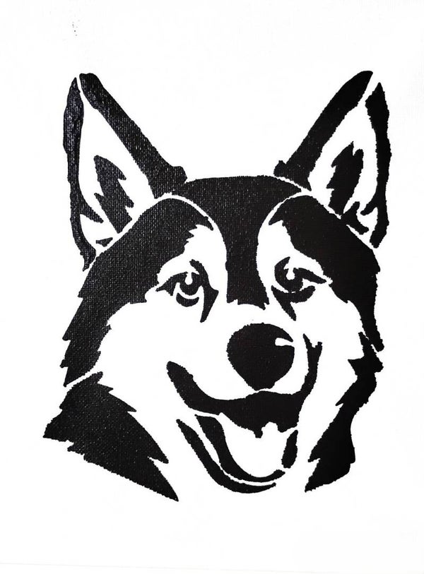 "Husky" Canine Acrylic Painting in 11 x 14 White Mat