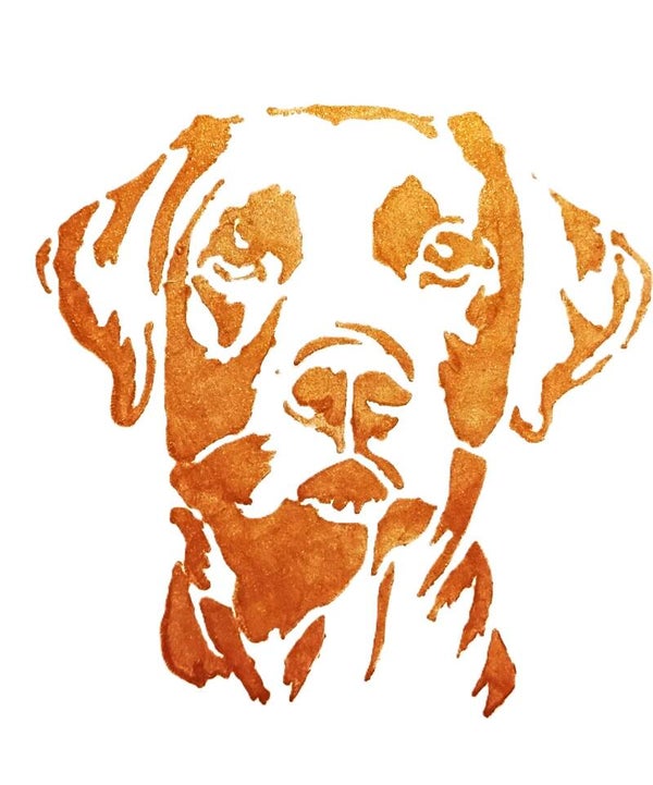 "Labrador Retriever" Canine Gold Leaf Acrylic Painting in 11 x 14 White Mat