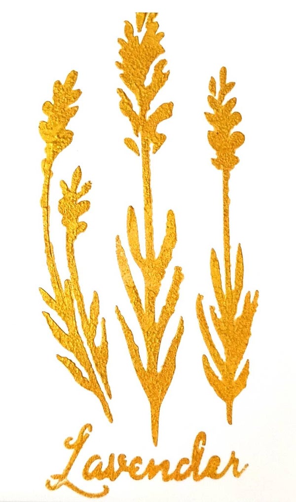 "Lavender" Gold Leaf Herb Painting in 5 x 7 White Mat