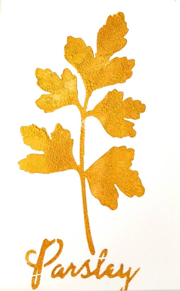 "Parsley" Gold Leaf Herb Painting in 5 x 7 White Mat