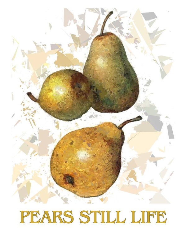 "Pears Still Life" Vintage Fruit Print Redesigned - Two Sizes