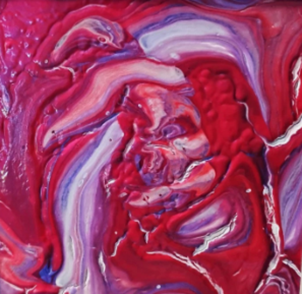 "Red Bird" Abstract Print in an 8 x 10 White Beveled Mat