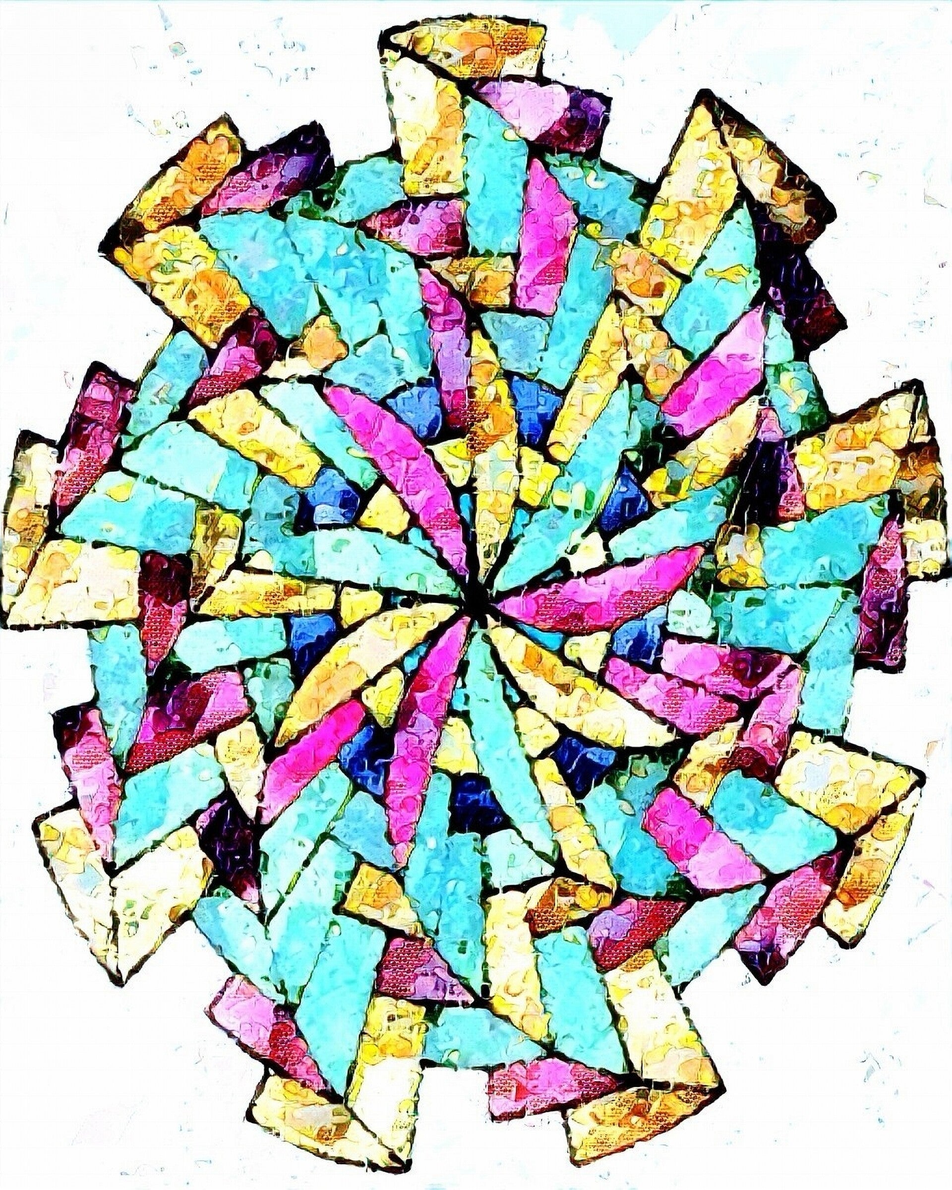 "Whirlygig" Whimsical Design Print in 8 x 10 White Beveled Mat