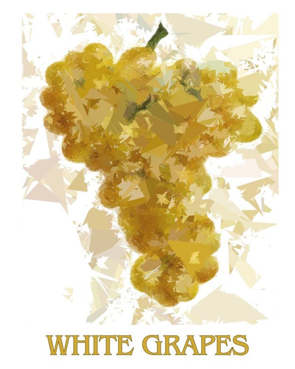 "White Grapes" Vintage Fruit Print Redesigned - Two Sizes