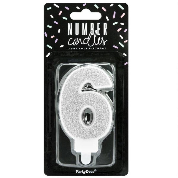 PartyDeco cijferkaars zilver 6