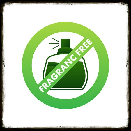 A graphic image in green and white, which shows our product has no fragrance. 