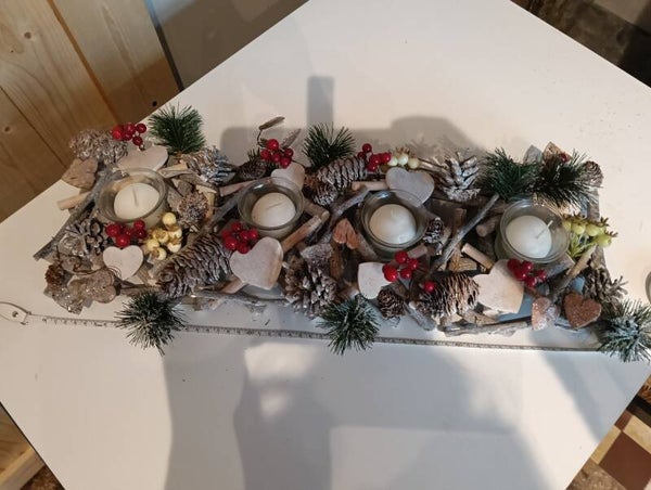 Tafel decoratie met glaasjes voor T-lichtjes (inbegrepen)
