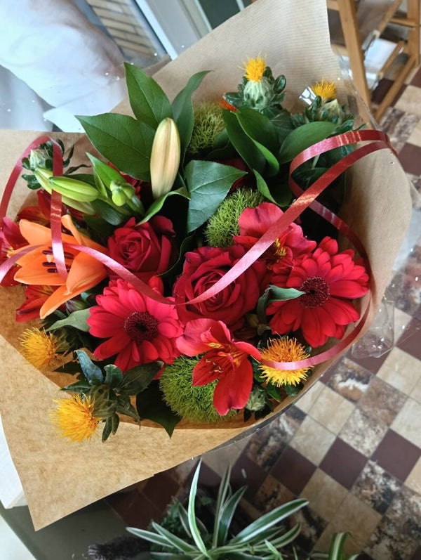 oranje/rood Boeket