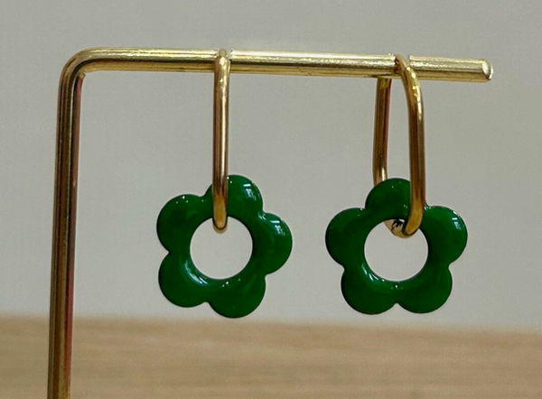 Boucles d’oreilles fleurs verte 30