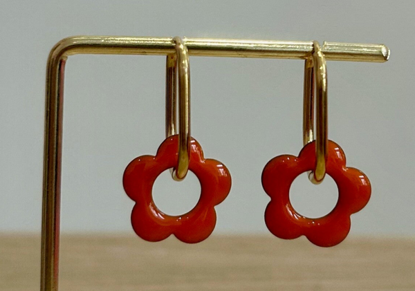 Boucles d’oreilles fleur orange 29