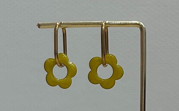 Boucles d’oreilles fleurs jaune 25