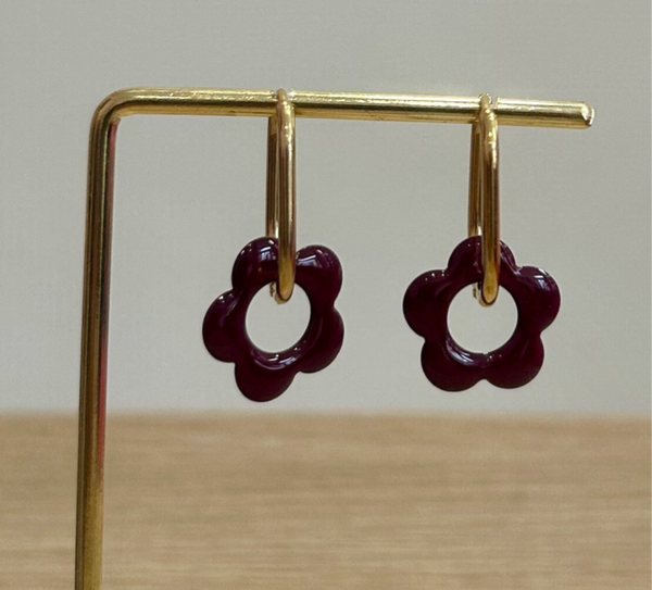 Boucles d’oreilles fleurs prune 33