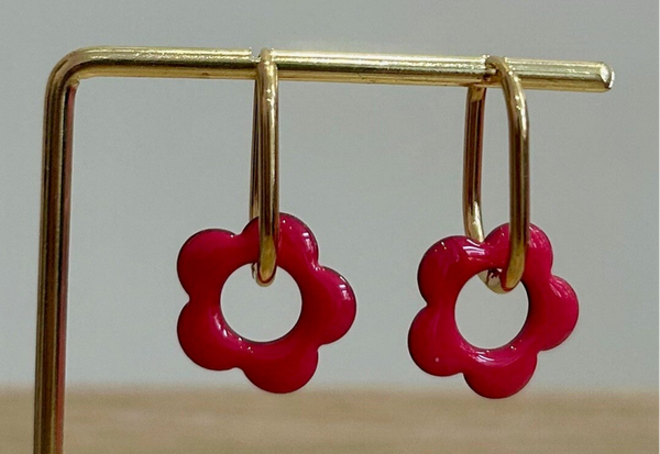 Boucles d’oreilles fleurs rose 31