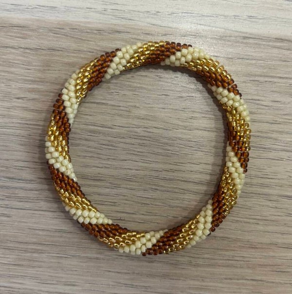 Bracelet Népalais 6 Or/beige
