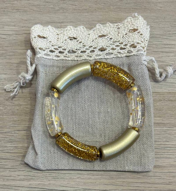 Bracelet big doré et paillettes 10