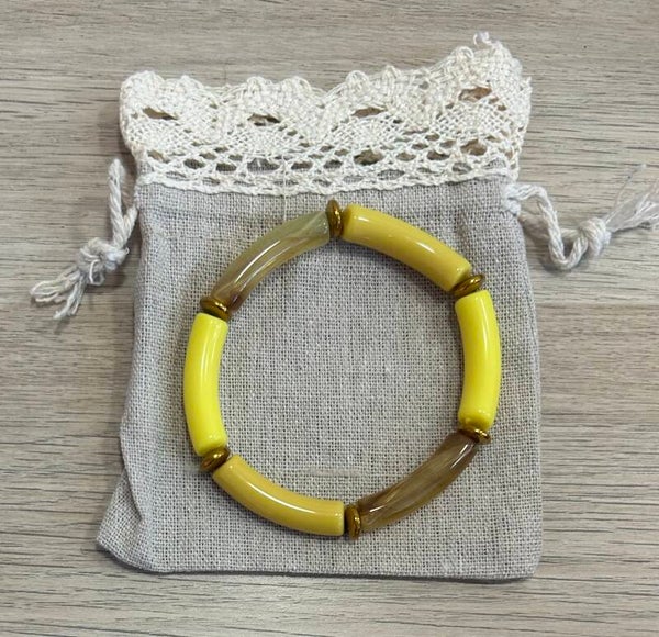 Bracelet perles jaune 15