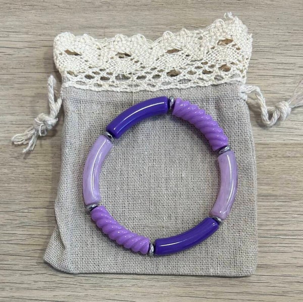 Bracelet perles violet 14