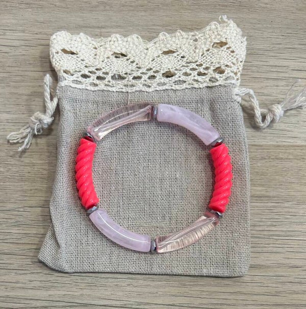 Bracelet perles rose 13