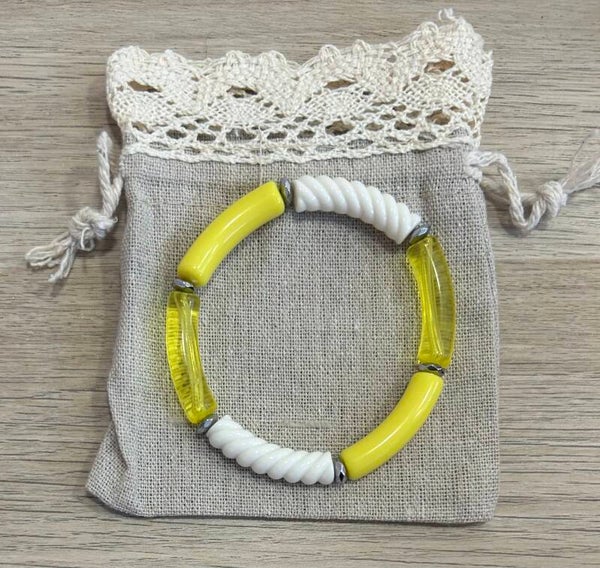 Bracelet perles jaune 10