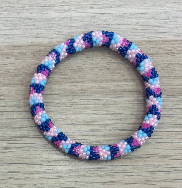 Bracelet Népalais 62 rose et bleu