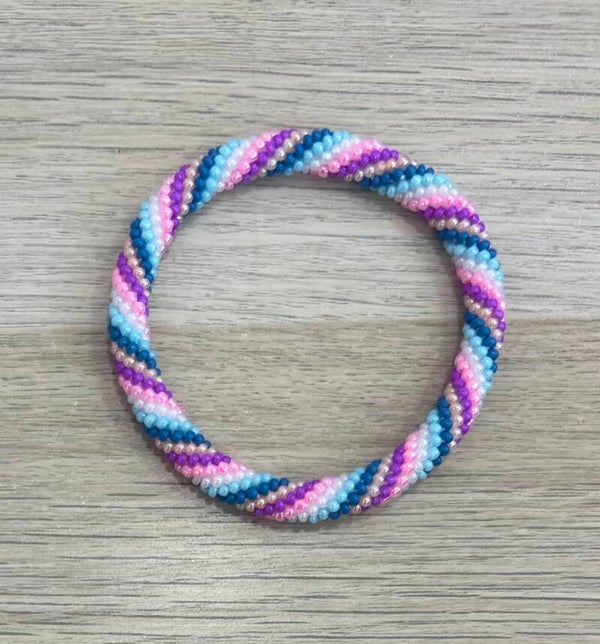Bracelet Népalais 73 bleu rose