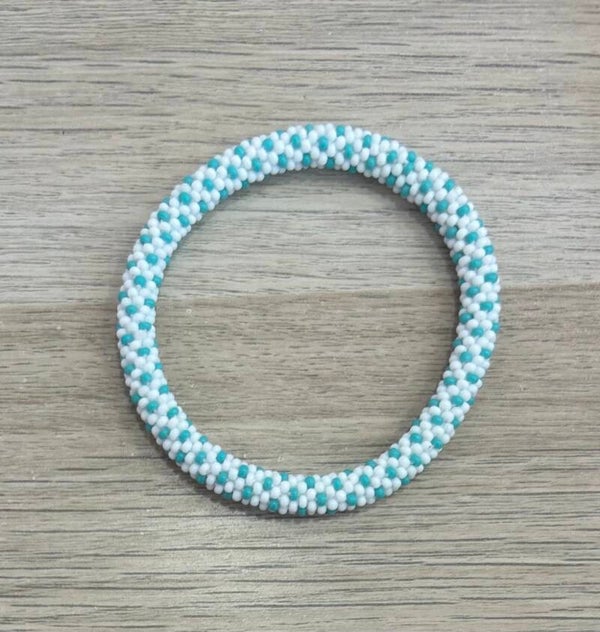 Bracelet Népalais 75 Blanc turquoise